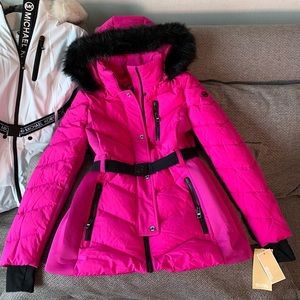 NWT Michael Kors Hot Pink Fuchsia 😻 Winter Fur Coat MK Designer Jacket